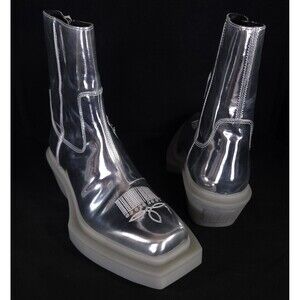 VTMNTS Ankle Cowboy Boots US 8 EU 38 Womens Silver Mirror Leather $1350